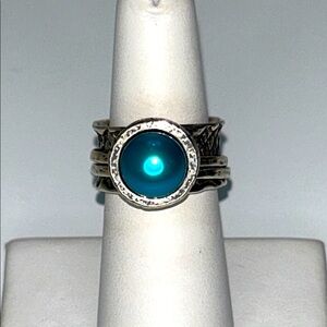 NWOT Passage To Israel Designer Fidget Ring Sterling Silver Genuine Mobe Pearl